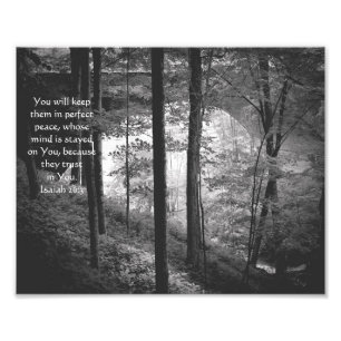 Forest Bridge Isaiah 26:3 Foto B&W Print Foto Afdruk