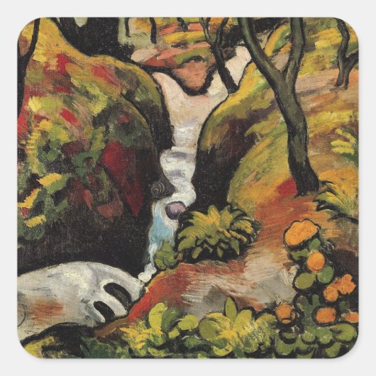 Forest Brook door August Macke Expressionisme Vierkante Sticker (Voorkant)