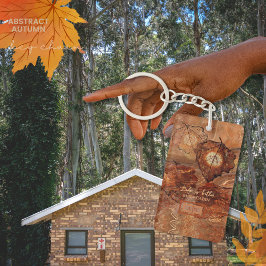 Forest Brown Abstract Monogram Acryl Sleutelhanger