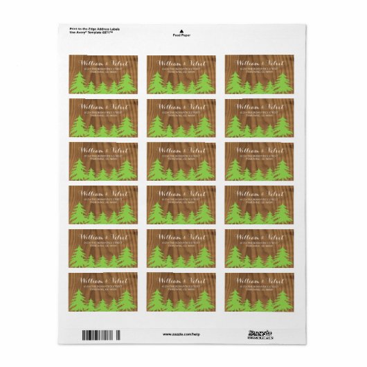 Forest bruiloft labels (Full Sheet)