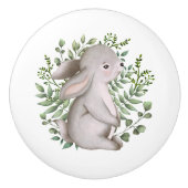 Forest Bunny Rabbit Woodland Greenery Baby Nursery Keramische Knop (Voorkant)