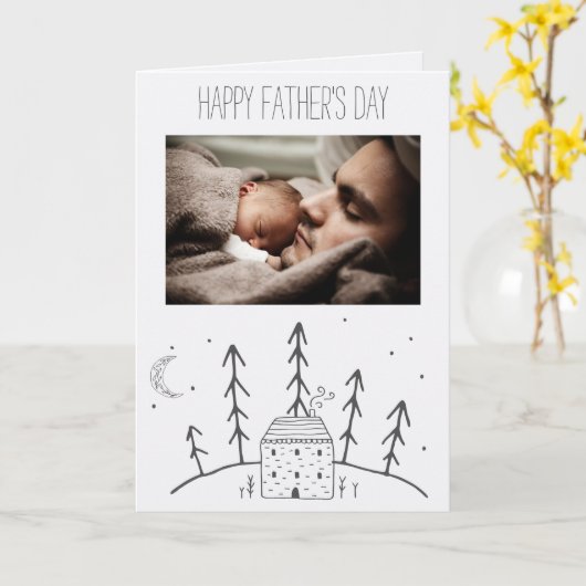 Forest Cabin Moon Vaderdag met foto Kaart (Gele Bloem)