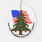 Forest Camouflage Christmas Tree w/American Flag Keramisch Ornament (Links)