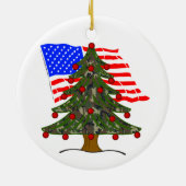 Forest Camouflage Christmas Tree w/American Flag Keramisch Ornament (Achterkant)