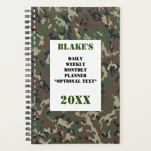 Forest Camouflage Dagelijkse Foto Planner (Voorkant)