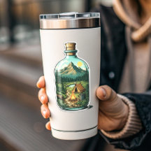 Forest Camping In a Bottle Vinyl Sticker | Sticker