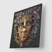 Forest Carving Wall Clock Vierkante Klok (Hoek)