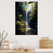 Forest Cascade, een charmante waterval Poster (Keuken)