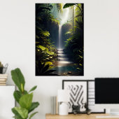 Forest Cascade, een charmante waterval Poster (Thuiskantoor)