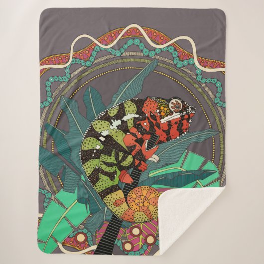 forest chameleon sherpa deken (Voorkant)