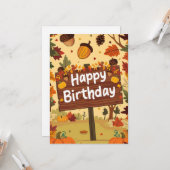 Forest Charming Wish Herfst Herfst Happy Birthday Kaart (Voorkant / Achterkant in situ)