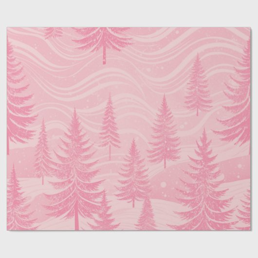 Forest Christmas Pink Coquette Cadeaupapier (Vlak)
