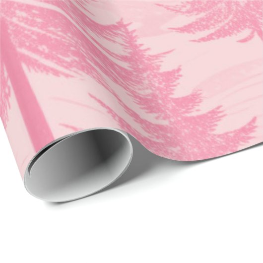 Forest Christmas Pink Coquette Cadeaupapier (Rol Hoek)