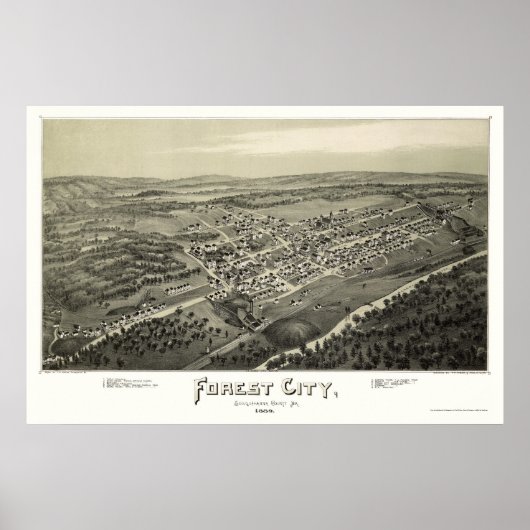 Forest City, PA Panoramic Map - 1889 Poster (Voorkant)