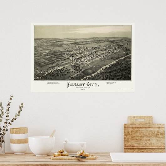 Forest City, PA Panoramic Map - 1889 Poster (Keuken)