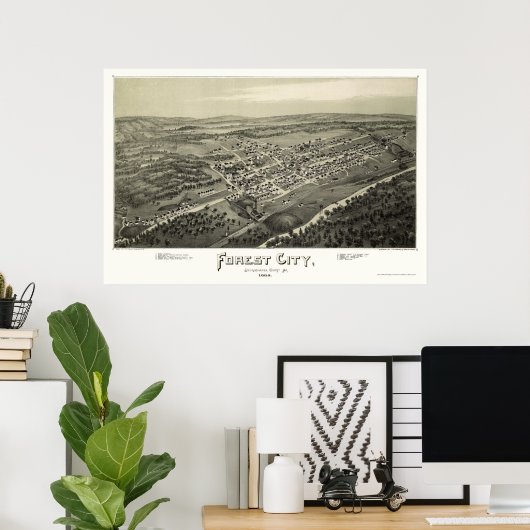 Forest City, PA Panoramic Map - 1889 Poster (Thuiskantoor)