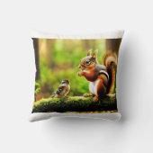 Forest Companions - Eekhoorn, Chipmunk en vogel Kussen (Achterkant)