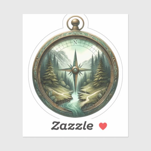 Forest Compass Vinyl Sticker | Die-Cut Sticker (Vel)