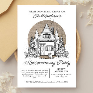 Forest Cottage Winter Drop In Housewarming Party Kaart