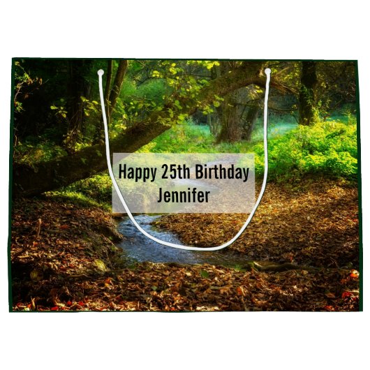 Forest Creek Beauful Natuur Foto Birthday Groot Cadeauzakje (Achterkant)