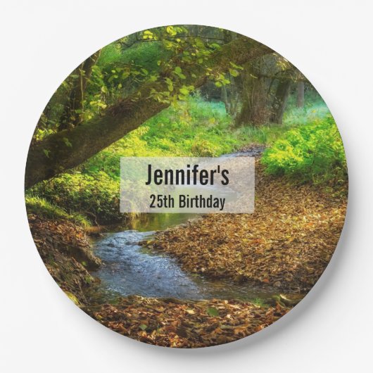 Forest Creek Beauful Natuur Foto Birthday Papieren Bordje (Voorkant)