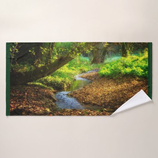 Forest Creek Beauful Natuur Landscape Foto Bad Handdoek (Badhanddoek)