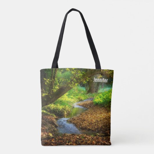 Forest Creek Beauful Natuur Landscape Foto Tote Bag (Achterkant)