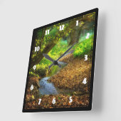 Forest Creek Beauful Natuur Landscape Foto Vierkante Klok (Hoek)