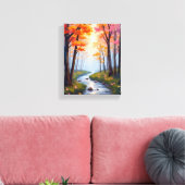 Forest Creek | Herfstloof Aquarel Landschap Canvas Afdruk (Insitu (Woonkamer))