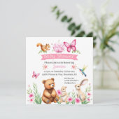 Forest Critters meisje baby shower Kaart (Staand voorkant)