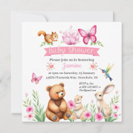 Forest Critters meisje baby shower Kaart