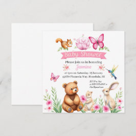 Forest Critters meisje baby shower Kaart