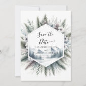 Forest Custom Mountain Wedding Save The Date (Voorkant)