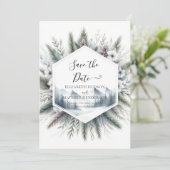 Forest Custom Mountain Wedding Save The Date (Staand voorkant)