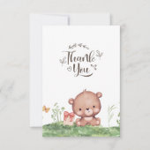 Forest Cute Beer Floral Baby shower Aangepast Bedankkaart (Voorkant)