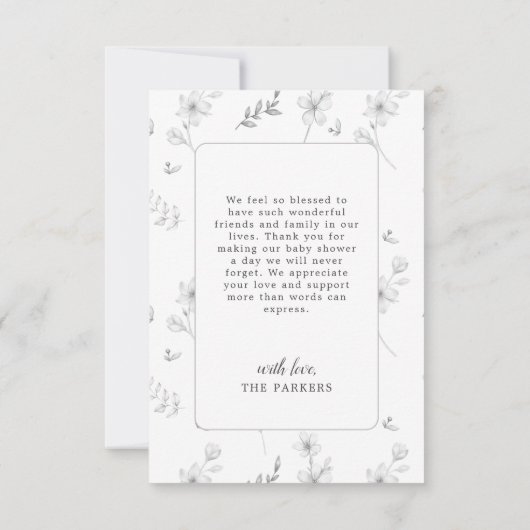 Forest Cute Beer Floral Baby shower Aangepast Bedankkaart (Achterkant)