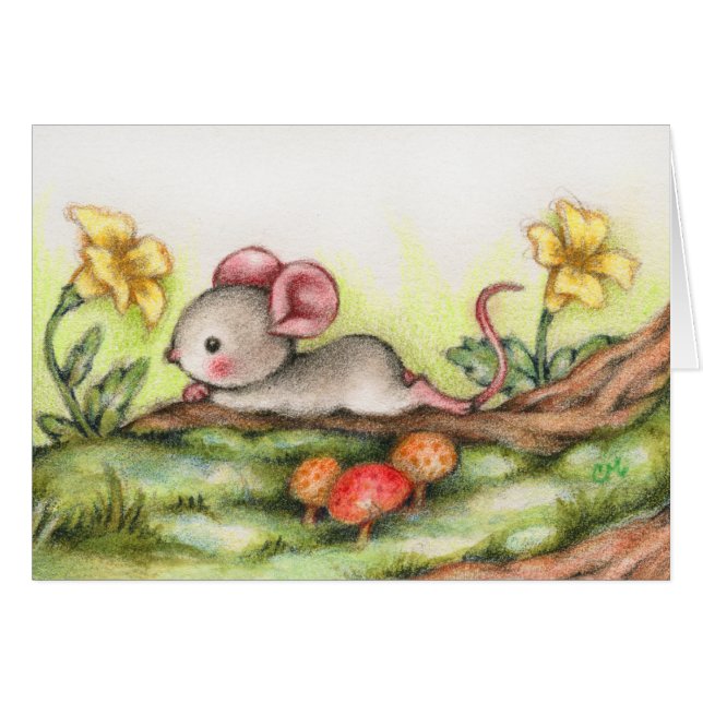 Forest Daydroom - Kute Mouse Art Card (Voorkant Horizontaal)