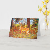 Forest Deer Art Note Kaart (Gele Bloem)