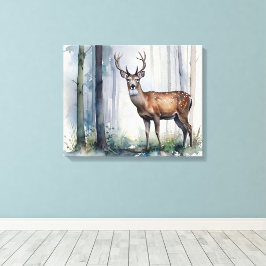 Forest Deer Canvas Art Afdruk (Insitu (Houten vloer))