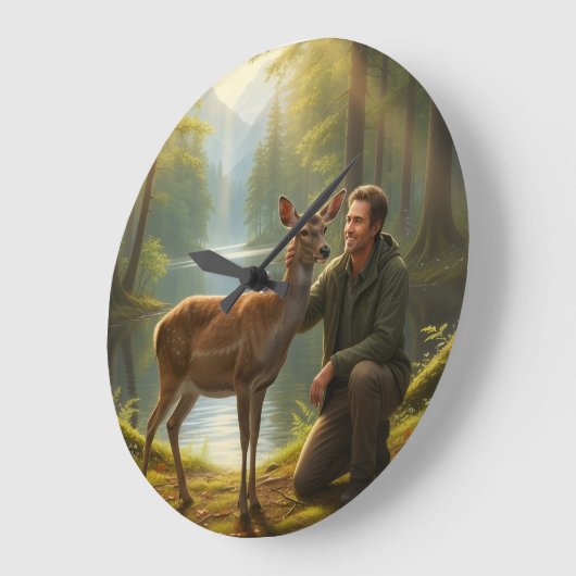 forest deer clock grote klok (Hoek)