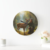 forest deer clock grote klok (Huis)
