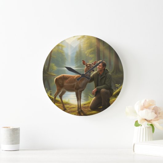 forest deer clock grote klok (Huis)