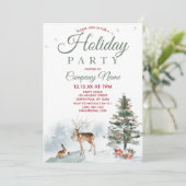 Forest Deer Corporate Holiday Kerstfeest Kaart (Staand voorkant)