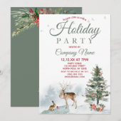 Forest Deer Corporate Holiday Kerstfeest Kaart (Voorkant / Achterkant)