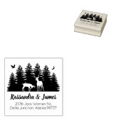 Forest Deer Couple Return-adres Rubberstempel (Gestempeld)