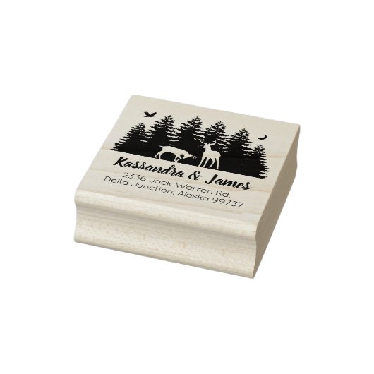 Forest Deer Couple Return-adres Rubberstempel (Stempel)