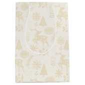 Forest Deer Folk Art Ivory Gift Bag Medium Cadeauzakje (Voorkant)