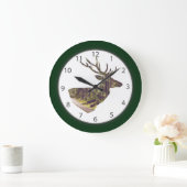 Forest Deer Head Forest Green Grote Klok (Huis)
