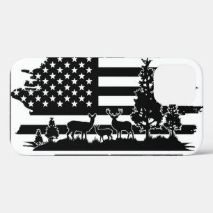 *~* Forest Deer Pines Modern American Flag AP27 Case-Mate iPhone Case