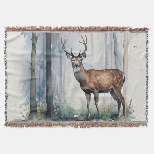 Forest Deer Throw Blanket Deken (Voorkant)